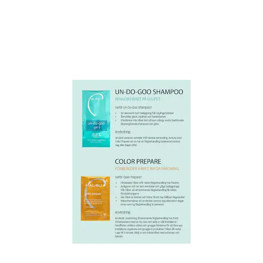 Malibu C A6 Skylt - Infokort Un-Do Goo & Color Prepare